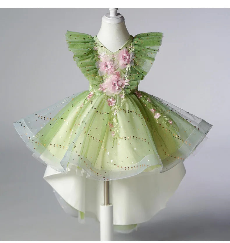 Kid Girl Holiday Clothes Party Dress for Girls Children Summer Dresses with Flowers Gown