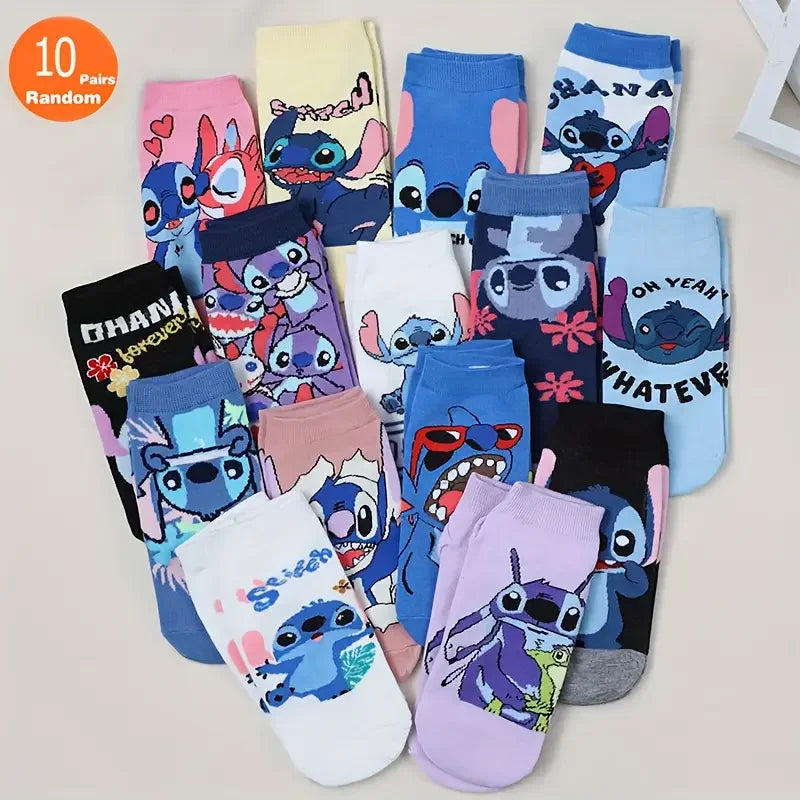 10 Pairs of Random Women's Short Socks Fashionable Cute and Funny Cartoon Knitted Unisex Casual Socks Suitable For Daily Wear