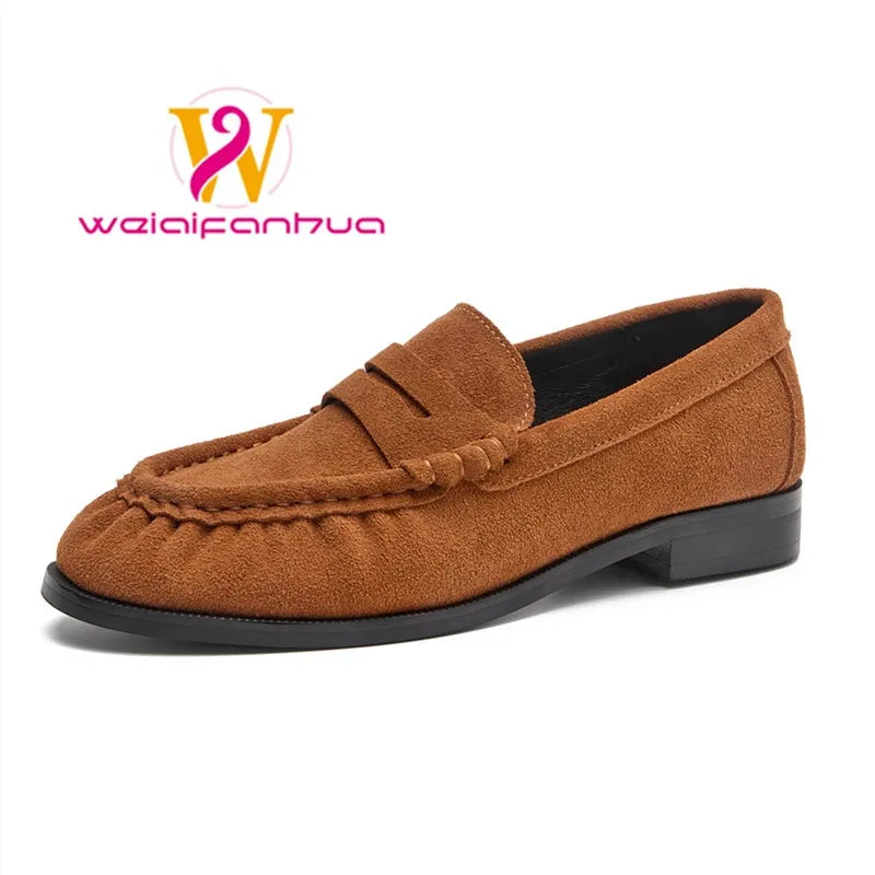 Lady Loafers. New 2026 Model Leather Women's Shoes - Suitable for Ladies to Wear. Handmade Vintage Ruffled Ladies' Sandals