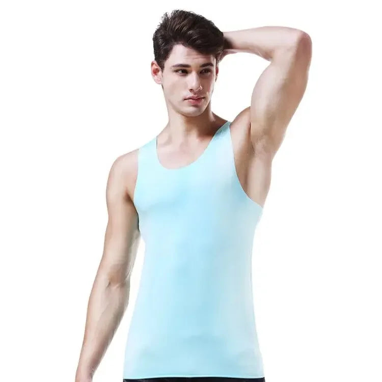Men's vest, ice-silk seamless fitness tight breathable underwear, youth sports hurdles sleeveless base undershirt
