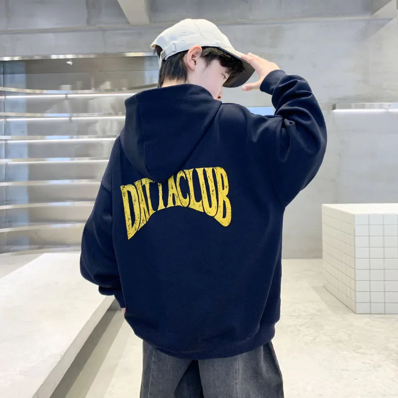 Fashion Casual Kids Autumn Hoodies For Boys Hip Hop Street Wear Sweatshirts Skateboard Children Pullover Cotton Tops With Hood