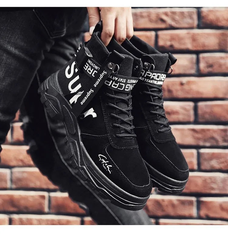 Fashion Men's Boots High-top Tooling Men's Ankle Boots designer Motorcycle Boots comfortable Leather Shoes Male Big Size 39-44