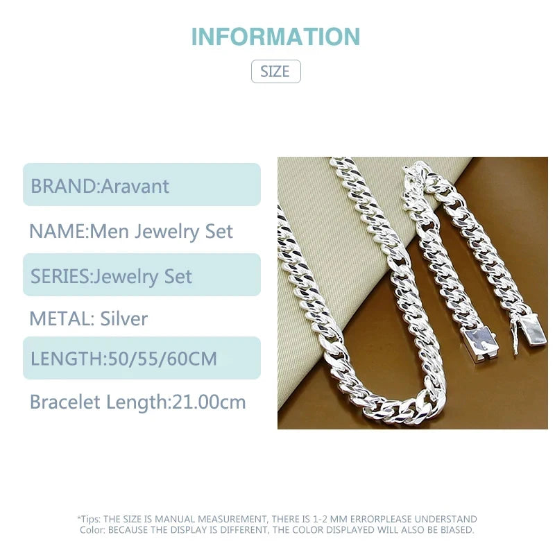 Aravant 925 Silver Jewelry Sets For Women Men Sideway Necklaces Bracelets Jewelry Gifts