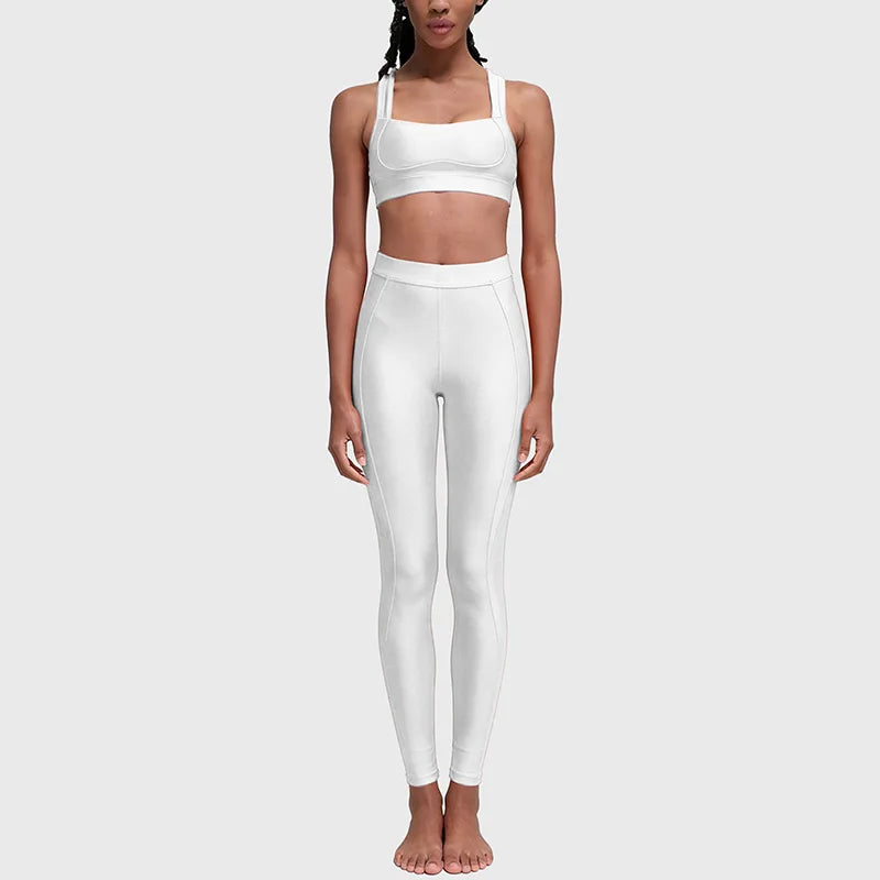 Women's Sportswear Suit Beautiful Back Running Bra High Waist Hip Lifting Abdominal Compression Slimming Effect Leggings Yoga