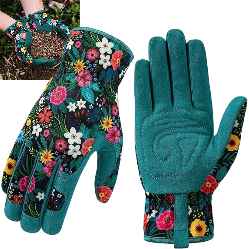 Gardening Gloves for Women Breathable Leather Garden Gloves with Grip Thorn-Proof Puncture-Resistant Work Gloves