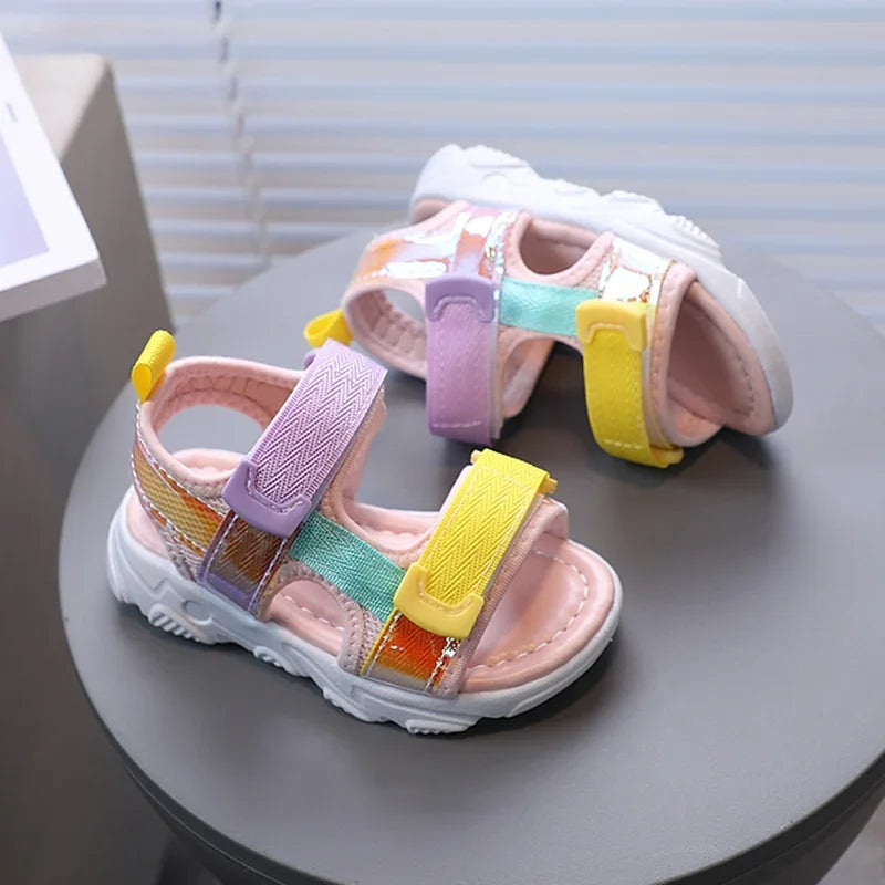 Children's Soft and Comfy Sandals with Non-Skid Soles Kids Colorfull Sandals for Baby Girls (2-6 years)