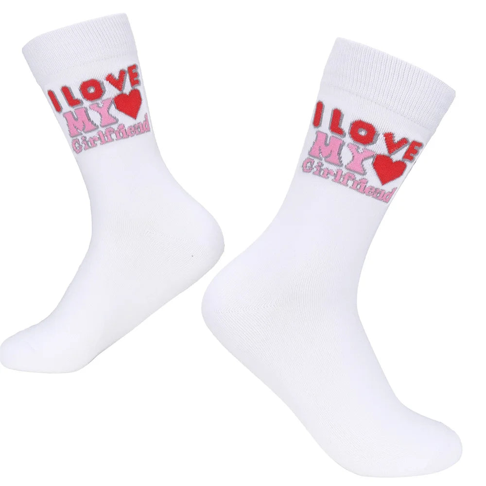 I Love My Girlfriend Boyfriend Men Women Fashion Socks Funny Stockings Valentines Day, Anniversary, Birthday Gift Ideas