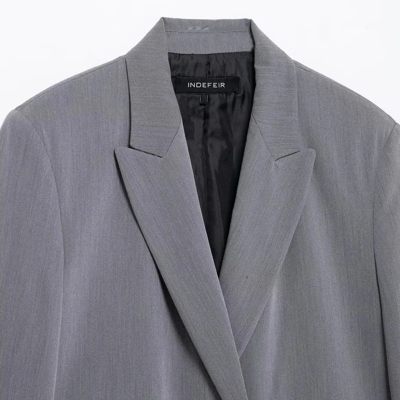 HXAO Women's Blazers Office Wear Long Blazer Spring 2025 Long Sleeve Solid Blazer Women Oversize Jacket High Quality Blazer
