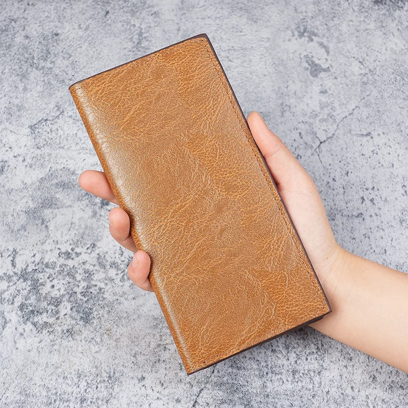 Men's wallets long ultra-thin youth multi-card leisure wallet card package Japanese and Korean students retro wallet.