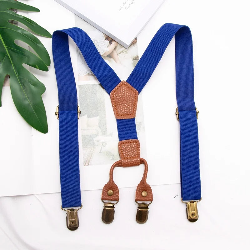 Kids Suspenders leather Clip-on Straps Adjustable Elastic Y-Back Brace Children Boy Girl Braces Baby Wedding Tie Accessories