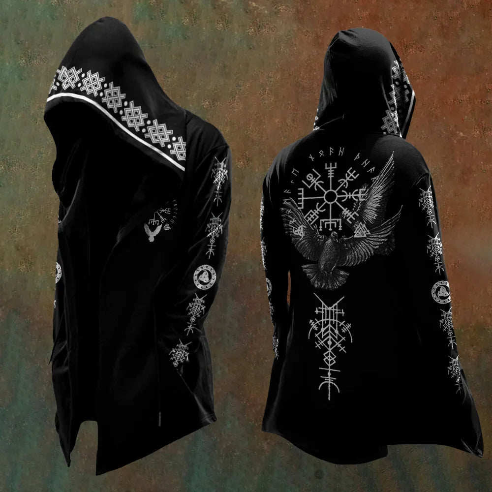 New style hoodie2025Cross-border European and American Style Men's Hoodie Cardigan Tough Guy No Zipper Printed Halloween Hooded