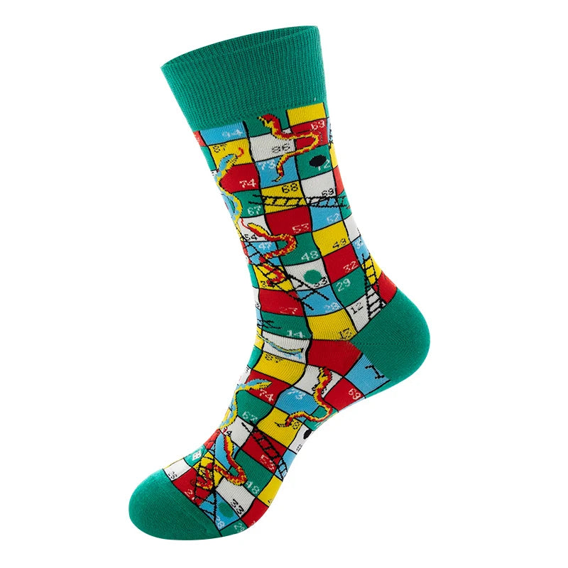 Funny Socks Men Women Casual Cartoon Beer Hamburger Egg Sausage Ice Cream Avocado Heart Sokken Unisex Novelty Skateboard Meias