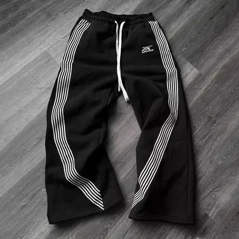 Hip-Hop Streetwear Pant Men Casual Striped Sweatpants Spring Autumn Couple Baggy Elastic Waist Jogging Trousers High Street Pant