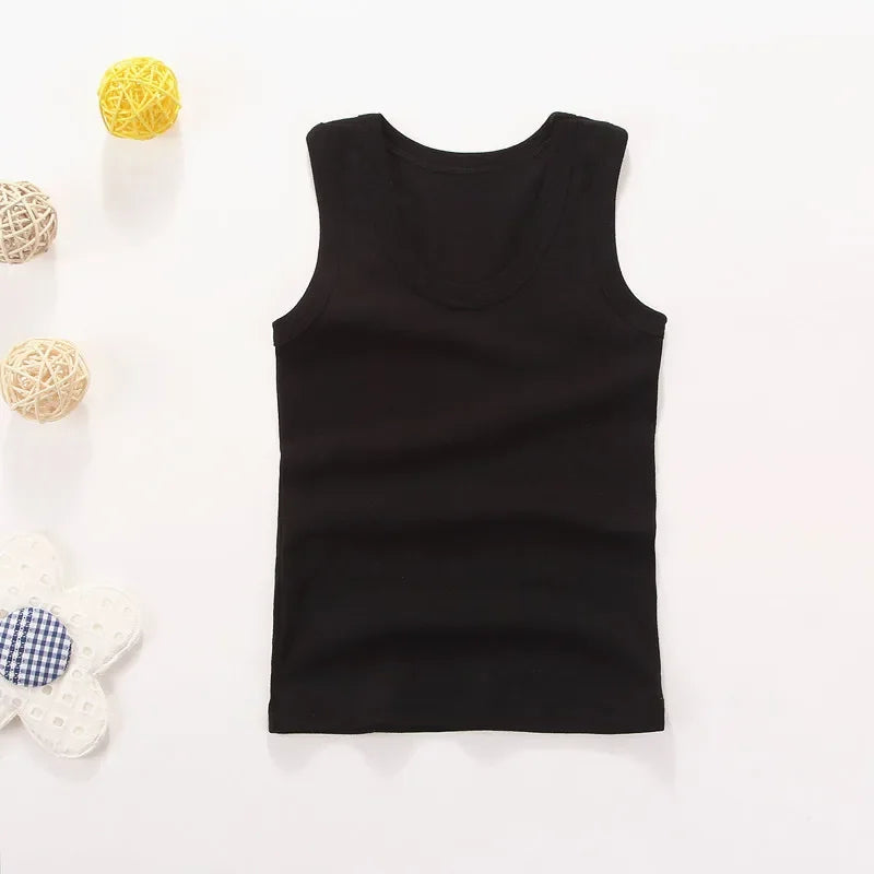 Kids Baby Boys Vests T-shirts Children Summer Vest Top Outfit Kid Boy Girl Solid Tops Clothes Cotton Tees Black Playsuits