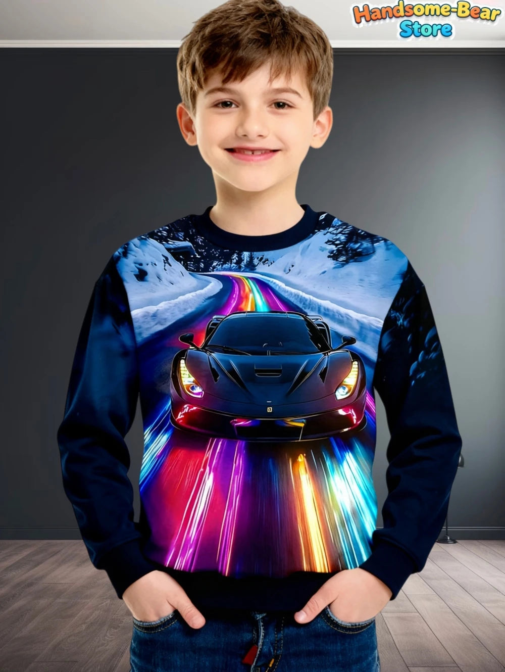 Kids Clothes Boys Sweatshirt Long Sleeve Stylish Car Racing Graphic Children Hoodies Autumn Casual Streetwear Loose Boys Clothes