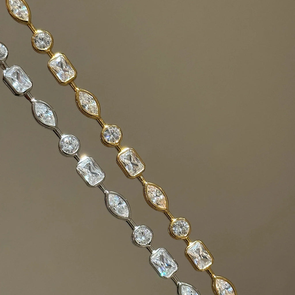 New in Irregular Exquisite Sparkling Diamonds Bracelets for Women Light Luxury Water drop Square Bracelet Party Jewelry Gift