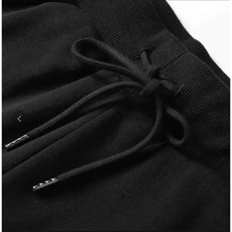 Men's Large Size Oversized Wide-Leg Sweatpants - Loose-Fit Trousers with Elastic Waist & Drawstring, Breathable Winter Pants