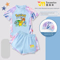 Pokemon Pikachu Girls 2 Piece Swimsuit Set Quick Dry Rash Guard Kids Cartoon Beach Bathing Suit Summer Children Swimwear Outfit