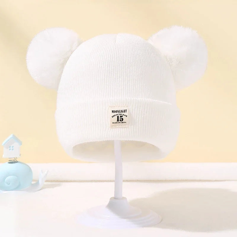 Winter Baby Hats Warm Knitted Kids Hats with Pom Newborn Beanie Hat Solid Color Children Hat for Boys Girls Babies Accessories