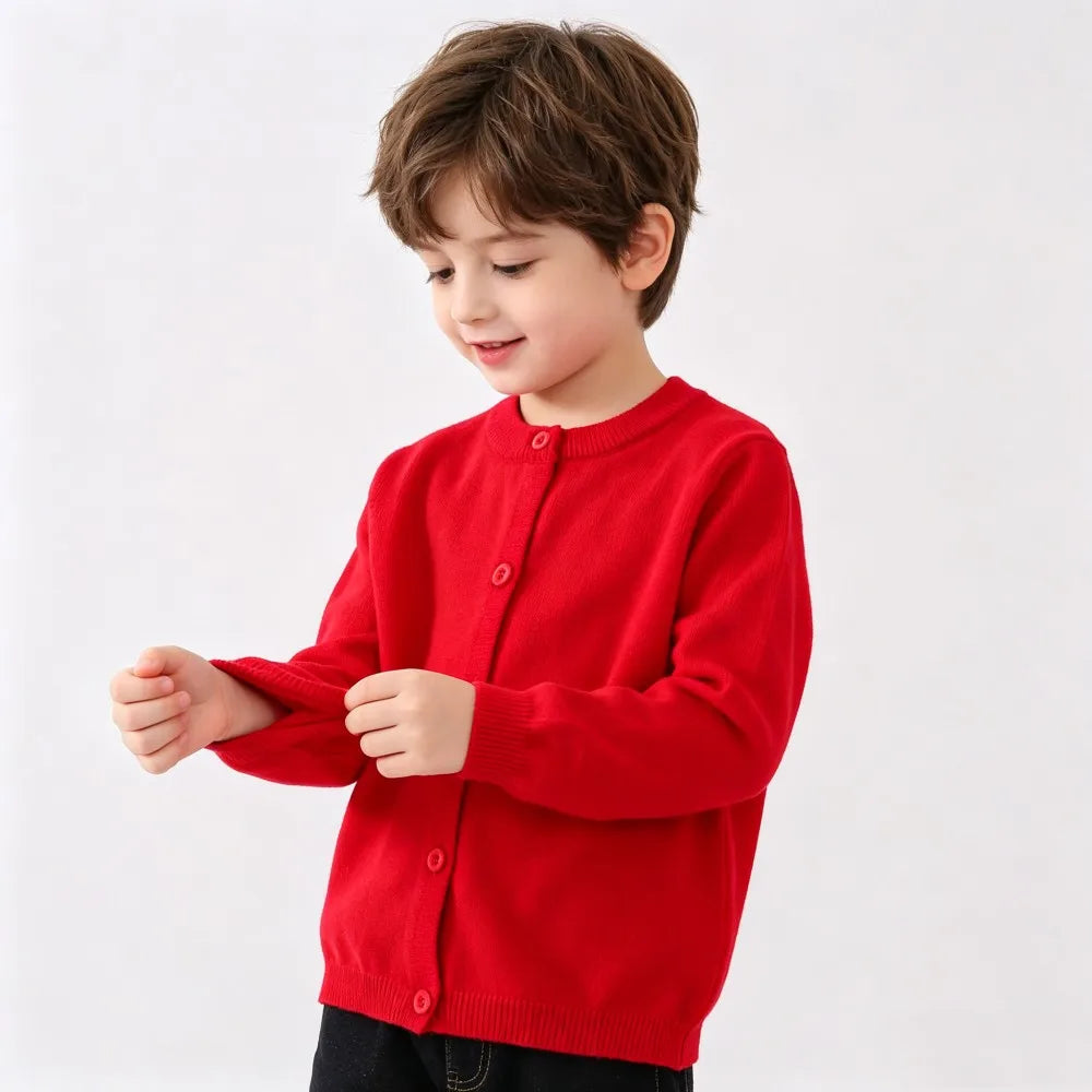 100% Cotton Boys Girls Sweaters Cardigans Kids Toddler Baby 1 2 3 4 5 6 7 8 9 Years Buttons Knitwear Spring Autumn Knitting Tops