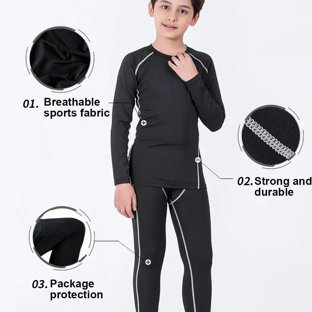 New Kids' Sportswear Thermal Underwear Baby Quick Drying Clothes Soccer Compression Kids Sportswear Clothing Basketball Boy