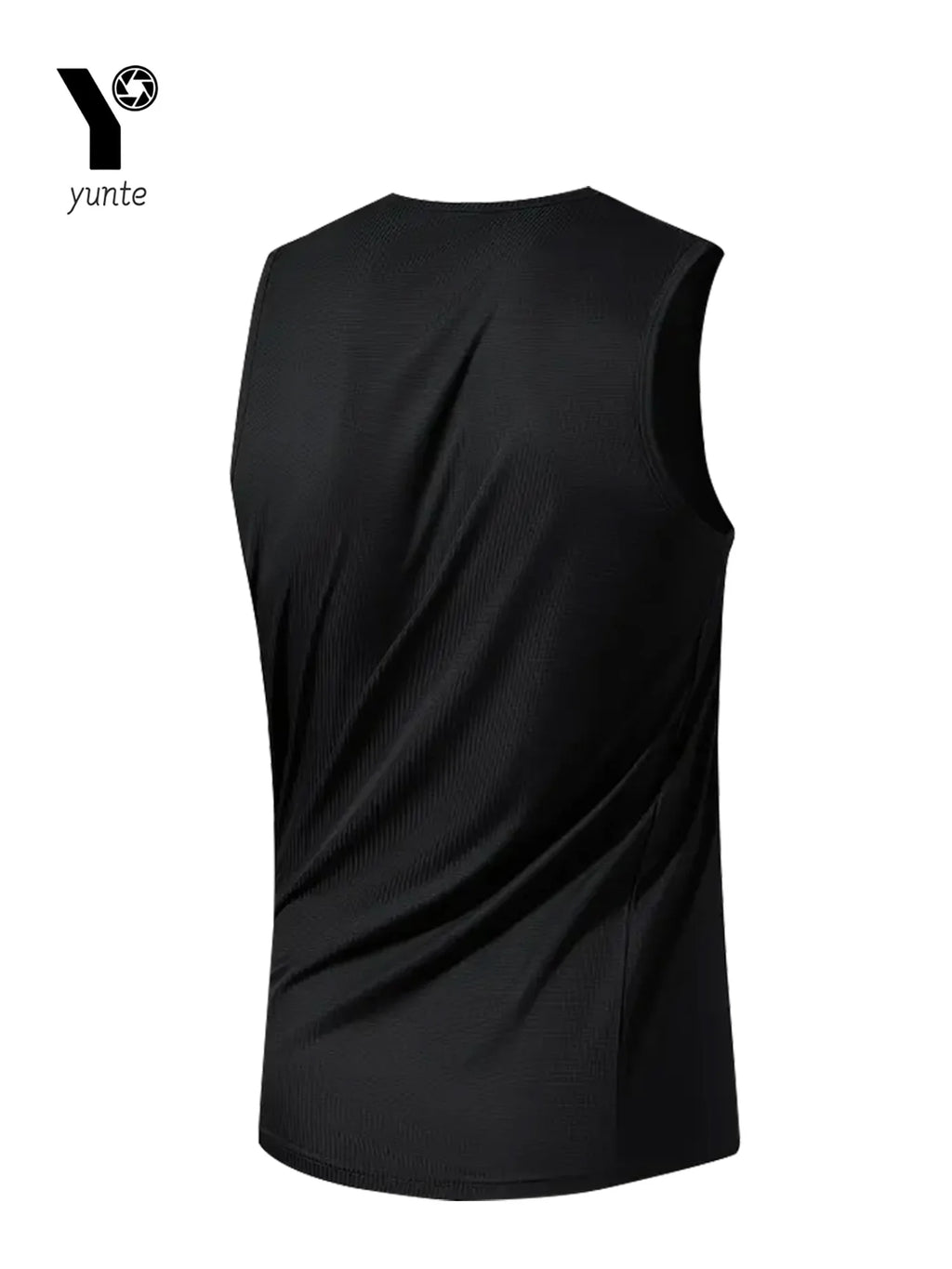 Men's Sports Vest Black 1-Piece Breathable Round Neck Slightly Elastic Fabric Pure Color Suitable for Spring, Summer and Autumn R