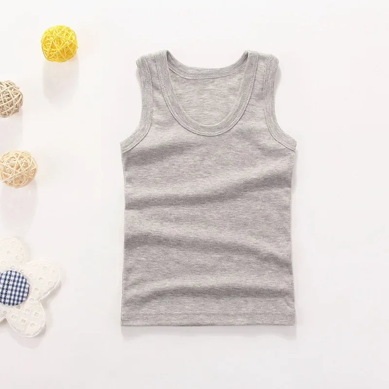 Kids Baby Boys Vests T-shirts Children Summer Vest Top Outfit Kid Boy Girl Solid Tops Clothes Cotton Tees Black Playsuits