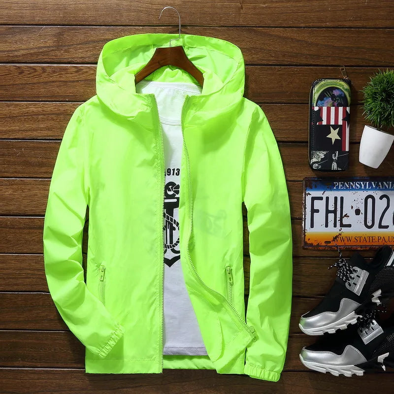 Plus Size 6XL 7XL New Spring Summer Bomber Jacket Men Women Casual Solid Windbreaker Zipper Thin Hooded Coat Outwear Male Jacket