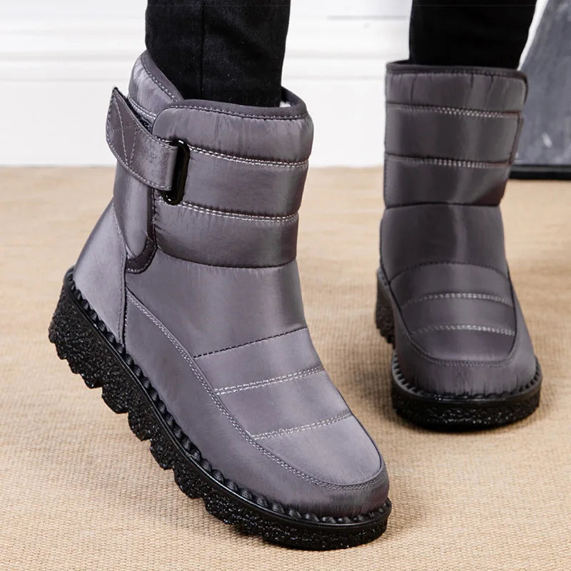 Women's Boots Low Heels Fur Boots For Winter Shoes Woman Waterproof Snow Boots Black Women Rubber Botas Mujer Winter Footwear
