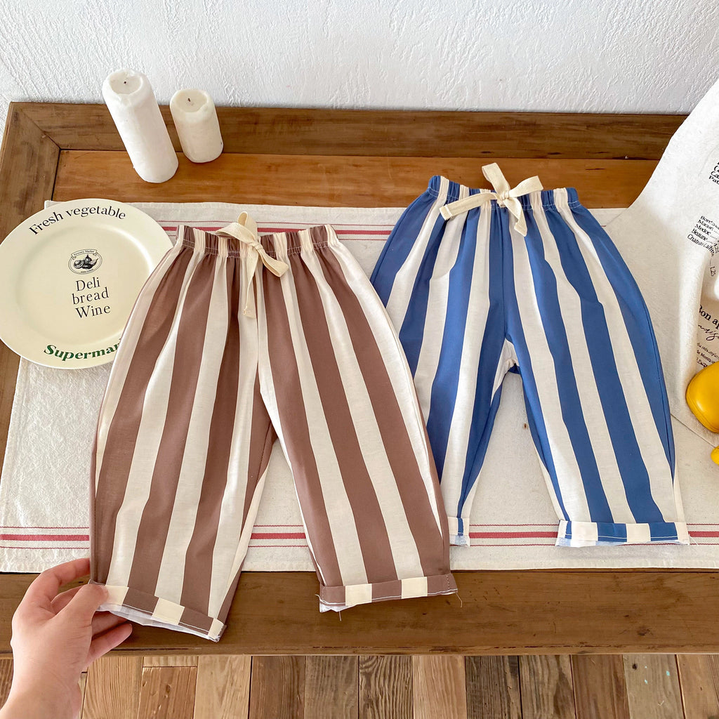 1-6 Age Children's Clothes Casual Trousers Toddler Girl Boy Striped Harem Pants Korean Fashion Kids Summer Clothing Long Pant
