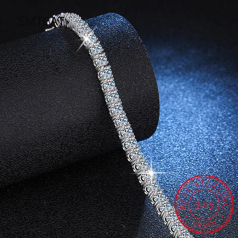 Charm Bracelets For Women/ men High Quality S925 Silver Platinum Plated Moissanite Bracelet Simple Personality Wedding Jewelry Gift