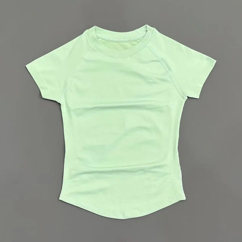 Women Sports T-Shirt Round Neck Short Sleeve Breathable Stretchy Tops Gym Fitness Yoga Running Workout Casual Athletic Shirts