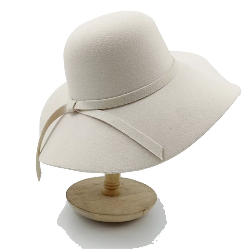 Women Hat  Autumn Winter Vintage Floppy Hat Women Elegant Felt Fedora Hat Wide Brim Sun Cap British Style Fedoras Felt Floppy