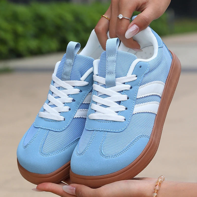 Lightweight Comfortable Sneakers for Women Fashion Striped Lace Up Sports Shoes Woman Casual Breathable Green Sneakers Plus Size