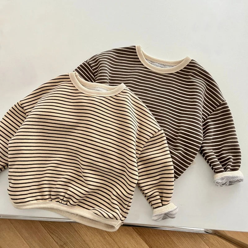 Children's T-shirts Striped Clothing Casual Long Sleeve Tee Autumn Spring Baby Toddler Boys Girls Tops 1-8Y Kids T-shirt Clothes