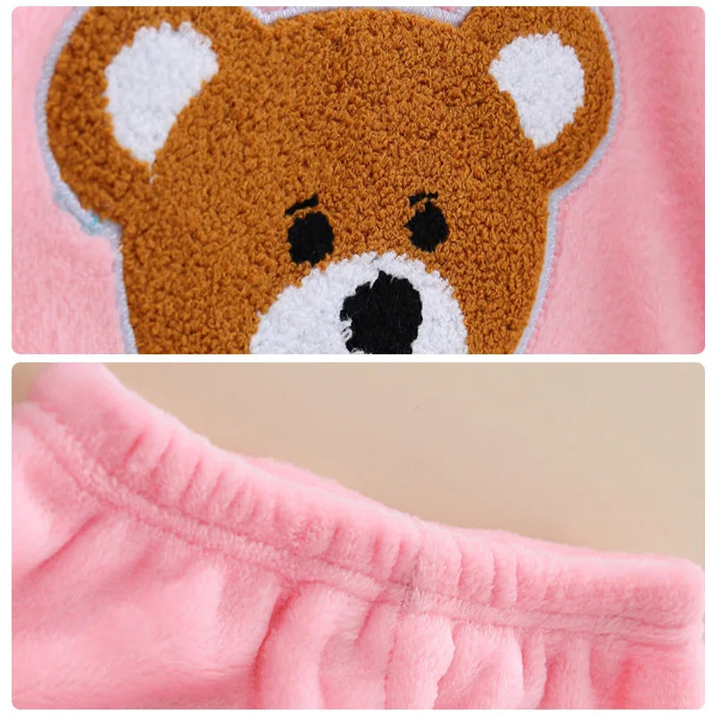 2026 Kids Flannel Pajamas 2Pcs/Sets Thickened Warm Print Baby Homewear Soft Coral Fleece Boys Girls Sleepwear Winter Loungewear