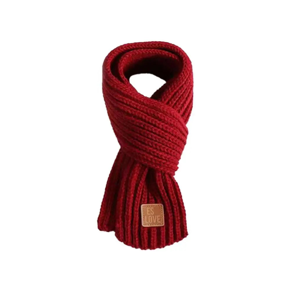 Kids Knitted Warm Scarf Thick Cold Resistant Solid Color Soft Short Style Lovely Scarf Christmas Gift Green Scarf Accessories