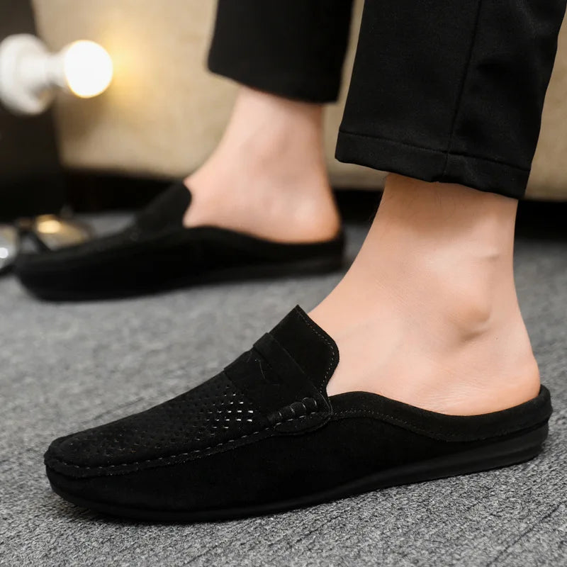 Men's Loafers Lightweight Bean Shoes Summer One Step Push Lazy Breathable Casual Half Support Slippers for Men