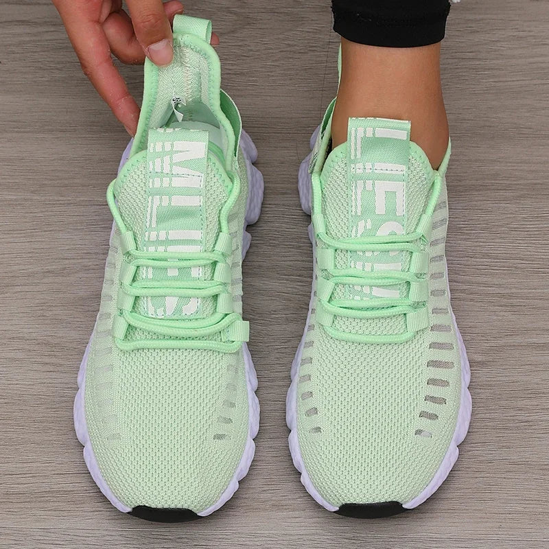 Women's Sports Shoes Mesh Lightweight Soft Sole Jogging Strap Breathable Fashion Sports Walking Casual Tennis Flat Shoes for Men