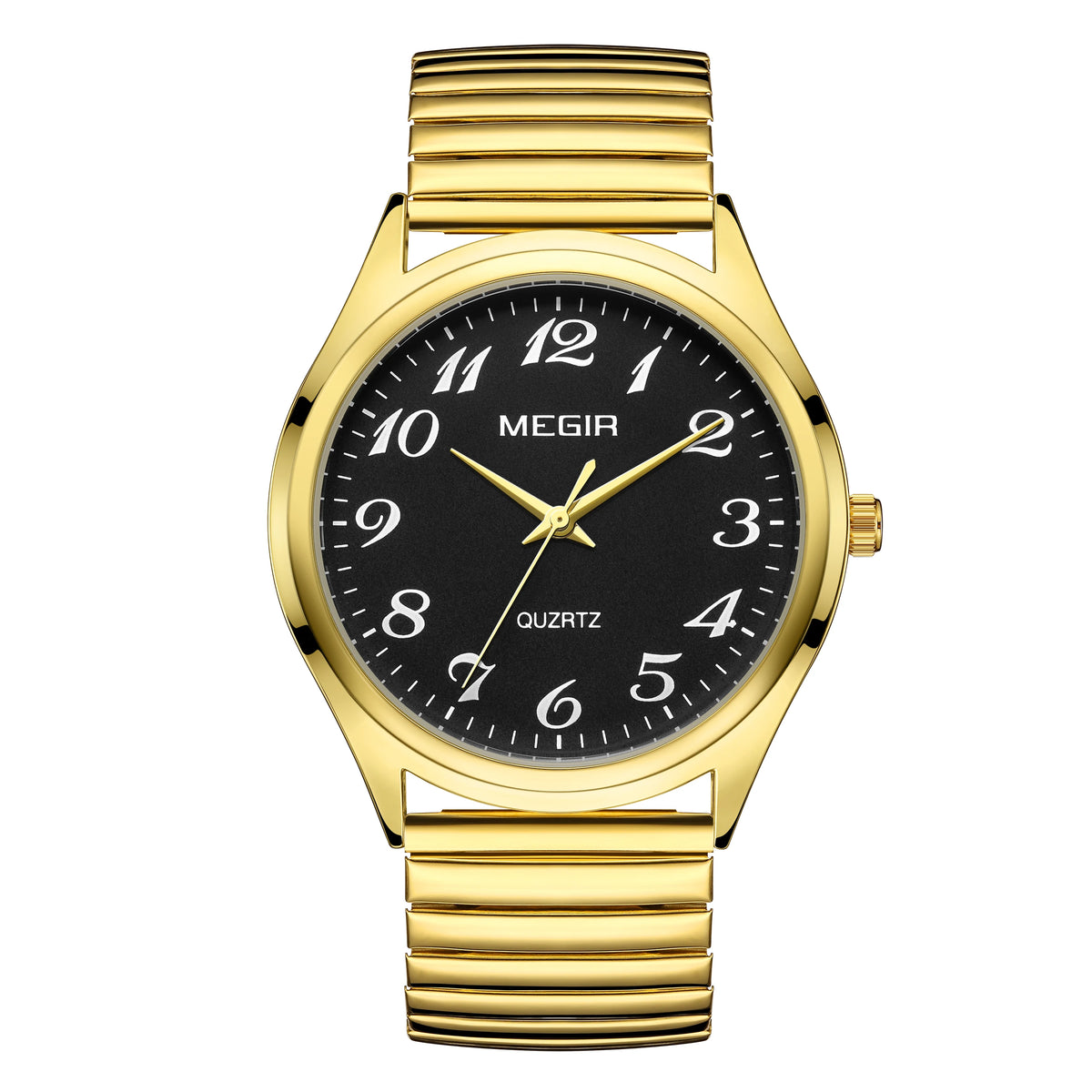 MEGIR Top Luxury Couple Watch for Men Women Golden Stainless Steel Quartz Wrist Watches Lovers Analog Wristwatch Waterproof
