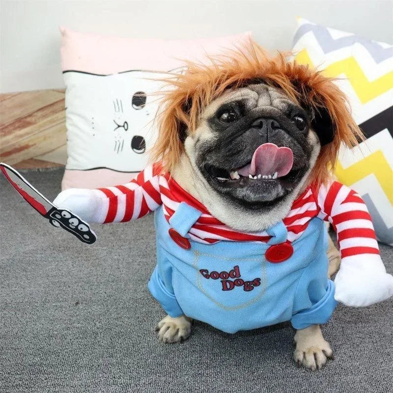 2026 Funny Pet Puppy Clothes Halloween Pet Dog Costumes Comical Outfits Holding A Knife Set Pet Cat Dog Festival Party Clothing