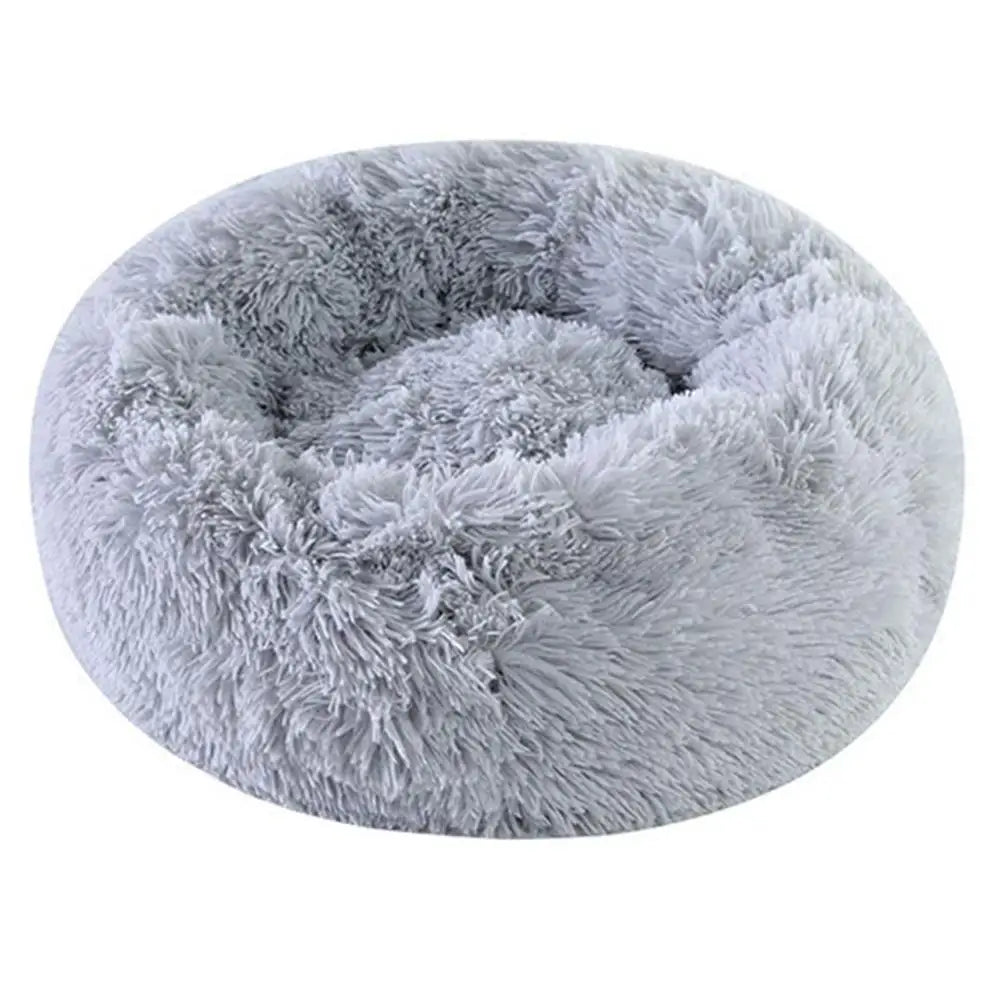 Soft Pet Cat Bed Pad Plush Warm Faux Fur Dog Calm Bed Donut Round Bed Comfortable Sleeping Washable for Small Medium Dog and Cat