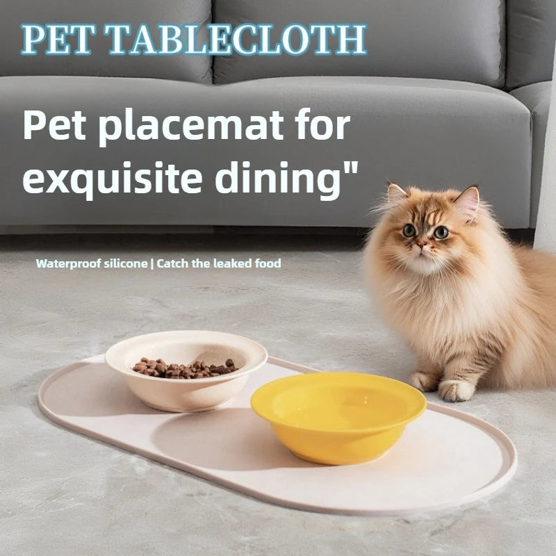 Cat Feeding Mat with Non-Slip Waterproof Design Pet Food Mat Compatible with Cat/Dog Bowls Multipet Households Dog Owners