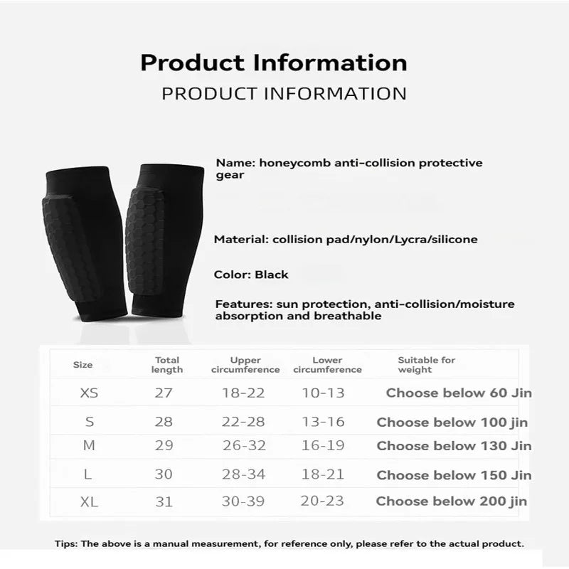 1Pcs S Football Shin Guard Socks Sleeves with Foam,Calf Compression Sleeve Honeycomb Pads,Sports Legging & Soccer Equipment