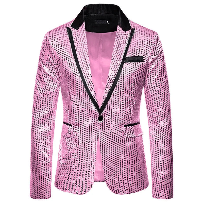 New Men's Dress Suit Round Sequin Boutique Casual Suit Jacket Men Wedding Stage Performance Costume Bar Nightclub Host Suit Tops