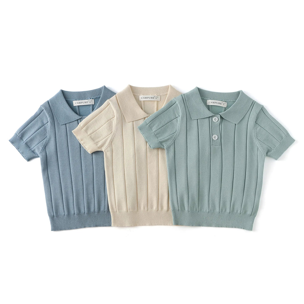 Kid Clothes Summer Ice Silk Knitted Short Sleeve Tops Korean Style Boys Knit Tee Casual Girls  Base Tops 1-8 Y
