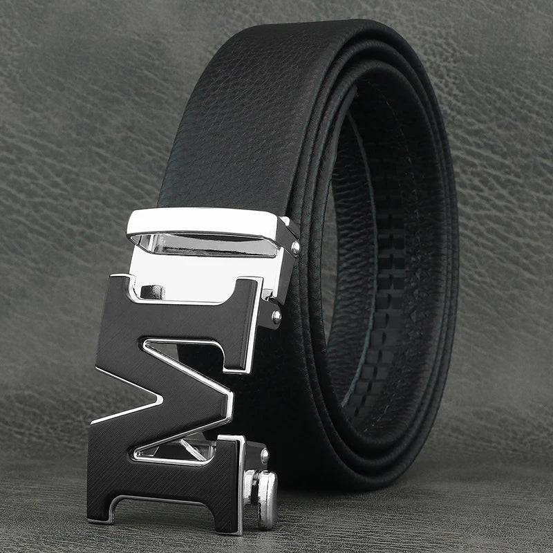 Fashion belts men designer brand cowhide leather high quality M letter Automatic Buckle formal young men leisure Waistband Z277