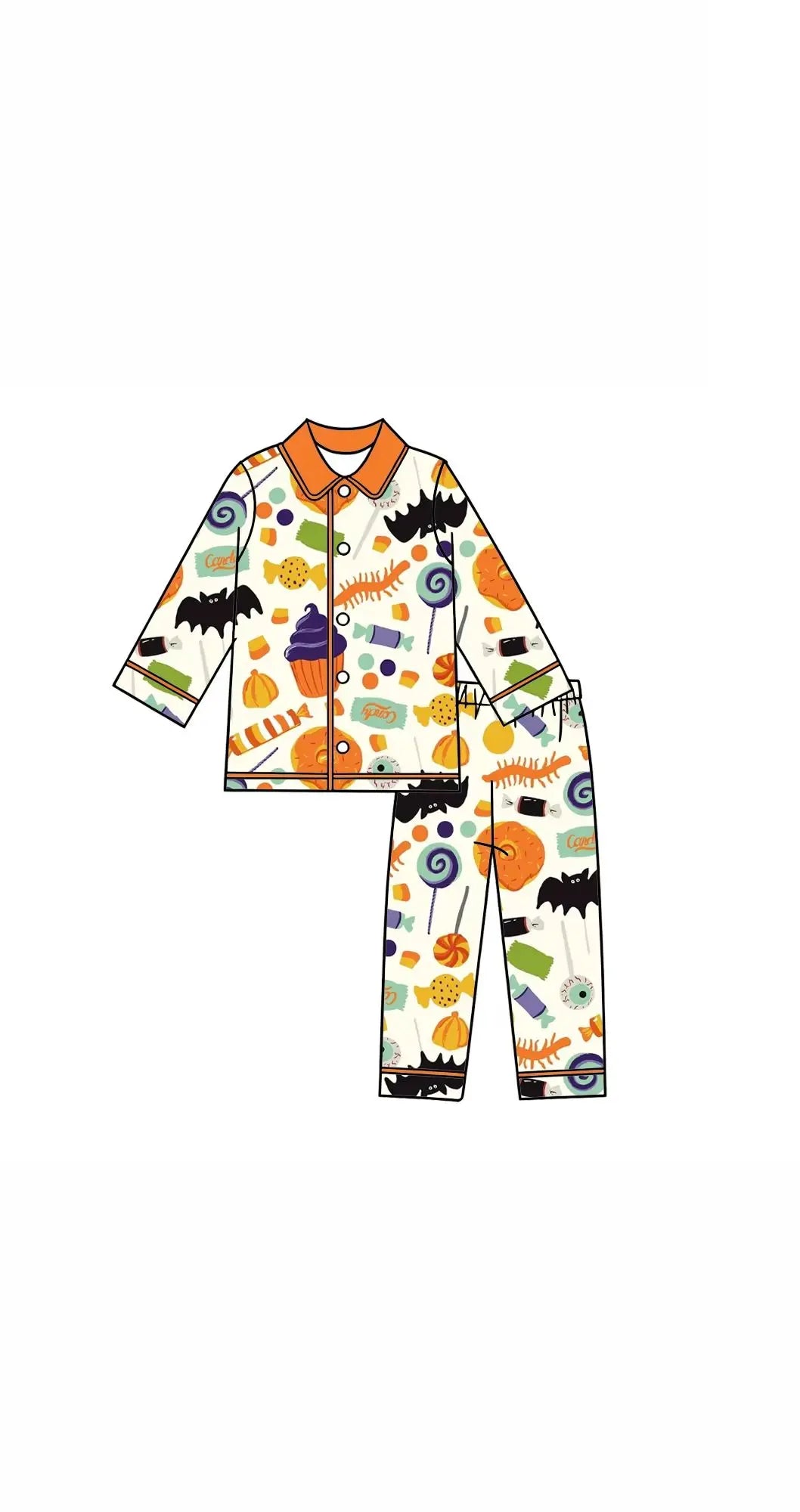 Wholesale Purple Children's Halloween Pajamas Kids Pumpkin Cany Set Boys Girls Clothing