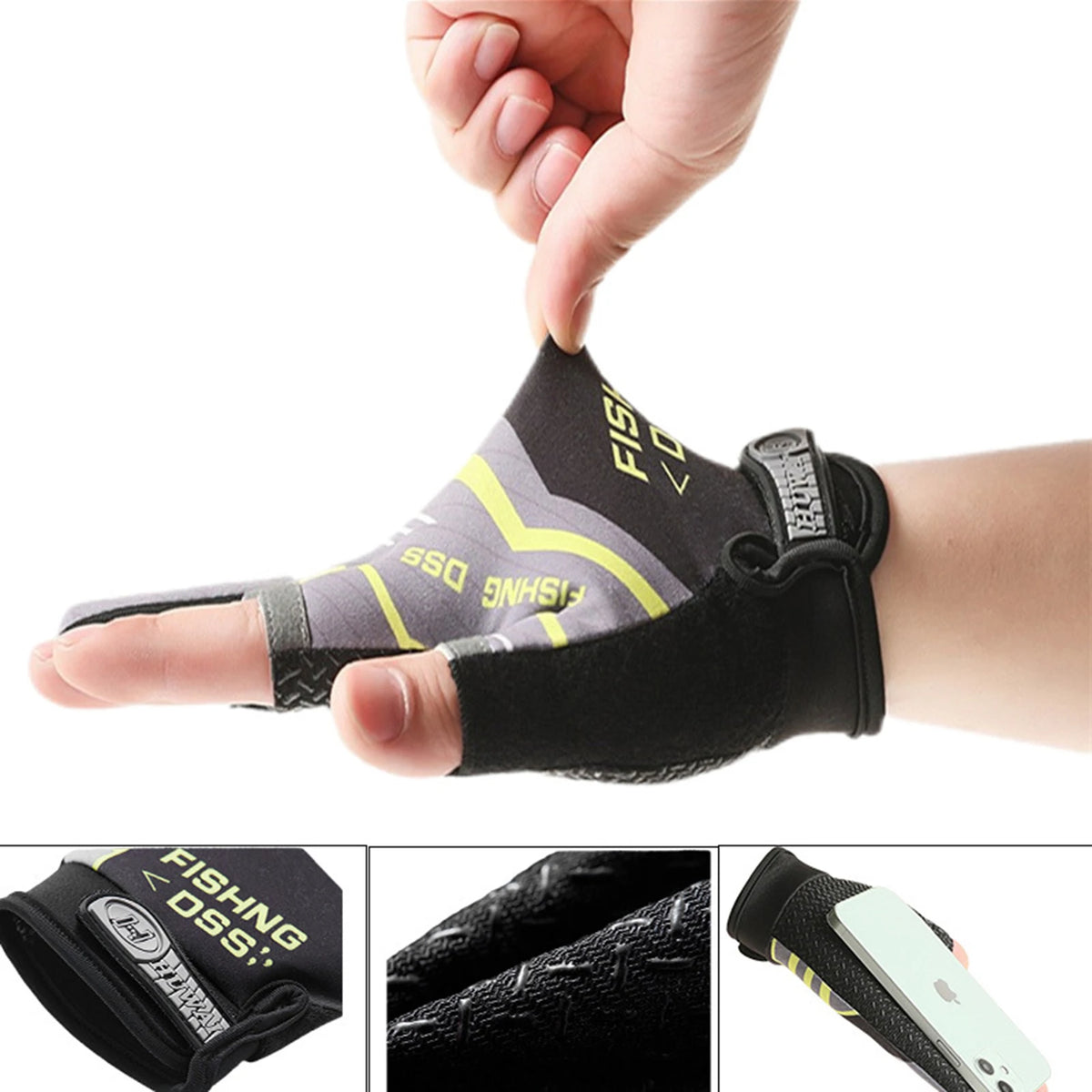 Fishing Gloves Men Summer Three Finger Cut UV Protection Cycling Gloves Anti Slip Breathable Lightweight Outdoor Sports Gear