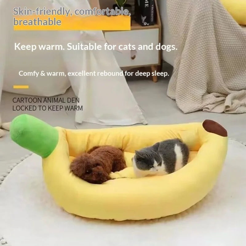 Banana Boat Style Pet Bed Warm Dog Cat House Winter Sleeping Mat Washable Cover for Small Medium Pets Pet Warming sofa